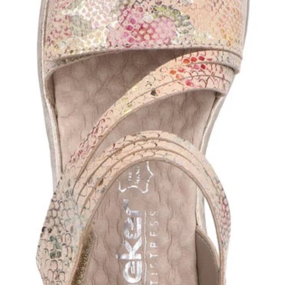 NEW Rieker Beige and Pink Patterned Sandals - Picture 10 of 12